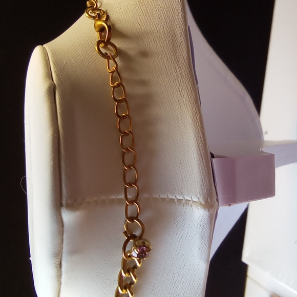 Victorian  Amethyst Rhinestone Juliana Necklace In Gold - Picture 7 of 9